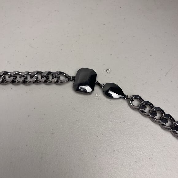 Chicos Chunky Gunmetal Chain Necklace Large Gems Statement Jewelry Bold 36 - 40" - Picture 14 of 16